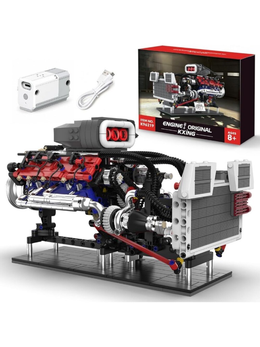 Motorized V8 Engine Building Set - 1151PCS Mechanical Model Kit for Adults